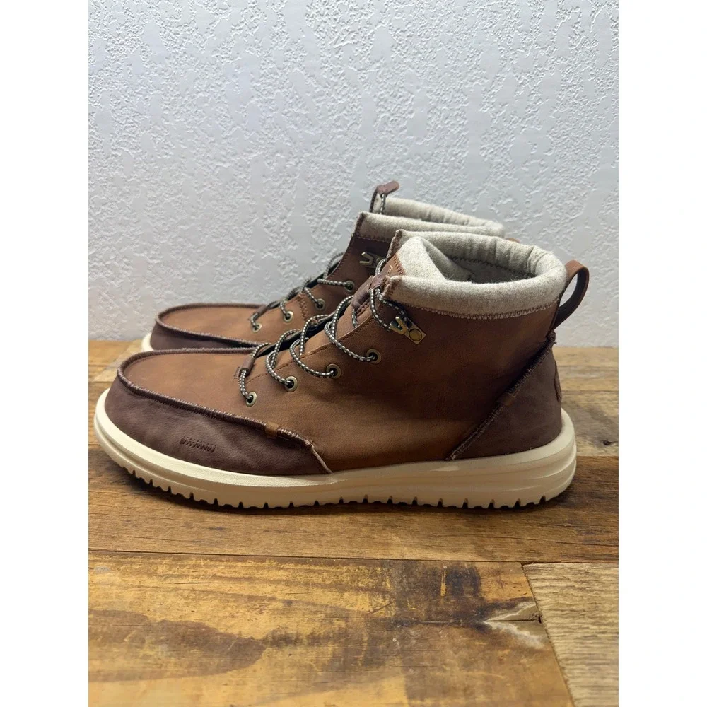 Hey Dude Scott Grip Mens Brown Mid Top Chukka Boots Water Resistant Comfort Sz15